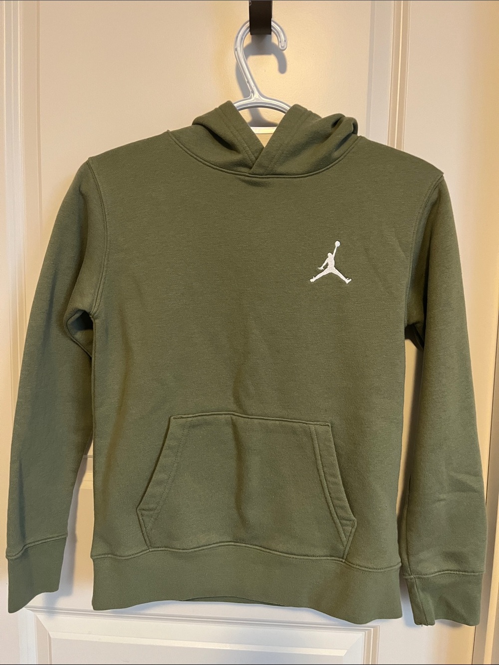 Jordan Olive Green Pullover Hoodie with White Jumpman